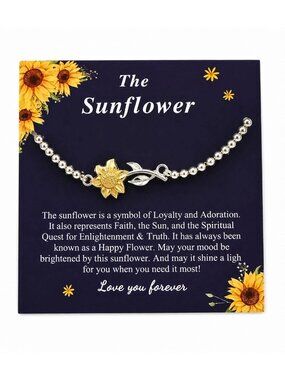Sunflower Charm Bracelet Gift Card – Inspirational Sunflower Jewelry for Women,